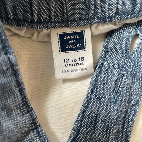 SOLD Janie and Jack linen shorts overalls, 12-18 months - Picture 9 of 13